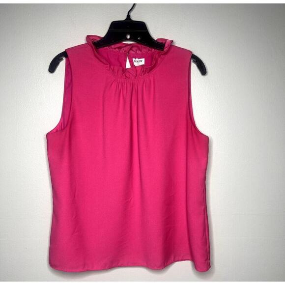J. Crew Ruffle Mock Neck Sleeveless Top Size M Pink Blouse Office Career Spring - Picture 1 of 9